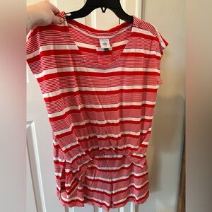 CAbi Red and White Striped Romper